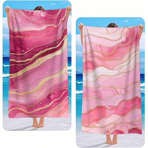 Strandtuch XXL 2er Set Rosa Mikrofaser Handtuch Groß 220x100 cm Microfaser Handtücher Kompakt und Sandfest, Marmor Leicht Chnelltrocknend Saunahandtuch, Reisetuch als Strandlaken, Strand & Pool G-2343 Strandtuch XXL 2er Set Rosa Mikrofaser Handtuch Groß 220x100 cm Microfaser Handtücher Kompakt und Sandfest, Marmor Leicht Chnelltrocknend Saunahandtuch, Reisetuch als Strandlaken, Strand & Pool G-2343 von Gooxehuu