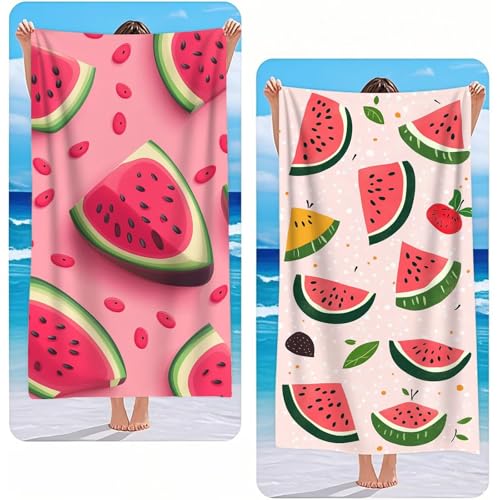 Strandtuch XXL 2er Set Rosa Mikrofaser Handtuch Groß 70x140 cm Microfaser Handtücher Kompakt und Sandfest, Wassermelone Leicht und Chnelltrocknend Saunahandtuch, Reisetuch als Strandlaken, G-2577 von Gooxehuu