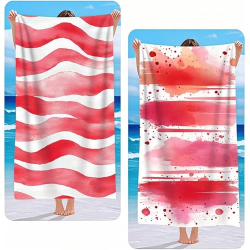 Strandtuch XXL 2er Set Rosa Mikrofaser Handtuch Groß 80x160 cm Microfaser Handtücher Kompakt Sandfest, Linie Leicht und Chnelltrocknend Saunahandtuch, Reisetuch als Strandlaken, Strand & Pool G-2524 Strandtuch XXL 2er Set Rosa Mikrofaser Handtuch Groß 80x160 cm Microfaser Handtücher Kompakt Sandfest, Linie Leicht und Chnelltrocknend Saunahandtuch, Reisetuch als Strandlaken, Strand & Pool G-2524 von Gooxehuu