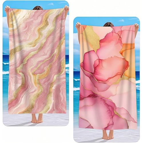 Strandtuch XXL 2er Set Rosa Mikrofaser Handtuch Groß 90x200 cm Microfaser Handtücher Kompakt Sandfest, Marmor Leicht und Chnelltrocknend Saunahandtuch, Reisetuch als Strandlaken, Strand & Pool G-2330 Strandtuch XXL 2er Set Rosa Mikrofaser Handtuch Groß 90x200 cm Microfaser Handtücher Kompakt Sandfest, Marmor Leicht und Chnelltrocknend Saunahandtuch, Reisetuch als Strandlaken, Strand & Pool G-2330 von Gooxehuu