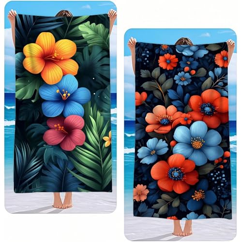 Strandtuch XXL 2er Set Tropisch Mikrofaser Handtuch Groß 80x160 cm Microfaser Handtücher Kompakt und Sandfest, Blume Chnelltrocknend Saunahandtuch, Reisetuch als Strandlaken, Strand & Pool G-2315 Strandtuch XXL 2er Set Tropisch Mikrofaser Handtuch Groß 80x160 cm Microfaser Handtücher Kompakt und Sandfest, Blume Chnelltrocknend Saunahandtuch, Reisetuch als Strandlaken, Strand & Pool G-2315 von Gooxehuu