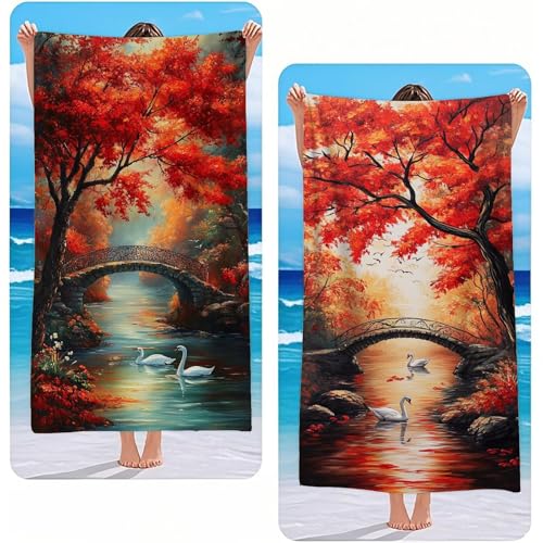Strandtuch XXL 2er Set Wald Mikrofaser Handtuch Groß 80x160 cm Microfaser Handtücher Kompakt Sandfest, Boot Leicht und Chnelltrocknend Saunahandtuch, Reisetuch als Strandlaken, Strand & Pool G-2590 Strandtuch XXL 2er Set Wald Mikrofaser Handtuch Groß 80x160 cm Microfaser Handtücher Kompakt Sandfest, Boot Leicht und Chnelltrocknend Saunahandtuch, Reisetuch als Strandlaken, Strand & Pool G-2590 von Gooxehuu