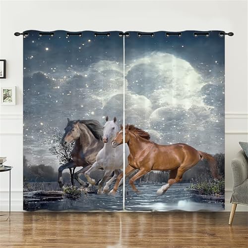 Verdunklungsvorhänge, Vorhänge Tier Gardinen mit Ösen 132x120cm/W*H Vorhang Blickdicht Vorhänge Wohnzimmer Curtains Pferd Verdunkelungsvorhang Thermovorhang Kälteschutz, für Büros Kinderzimmer J-40 Verdunklungsvorhänge, Vorhänge Tier Gardinen mit Ösen 132x120cm/W*H Vorhang Blickdicht Vorhänge Wohnzimmer Curtains Pferd Verdunkelungsvorhang Thermovorhang Kälteschutz, für Büros Kinderzimmer J-40 von Gooxehuu