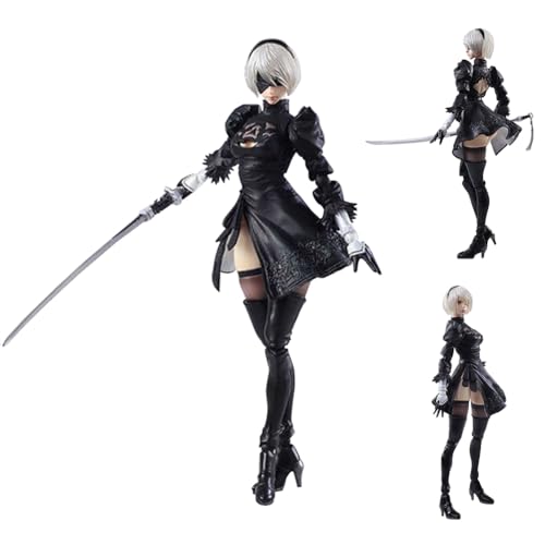 Anime Figuren 2B No.2 Type B Figur Anime Actionfigur mit Zubehör und Beweglichen Gelenken Modell Statue PVC Skulptur Sammlerstück Desktop Dekoration 14CM von Gooyeh