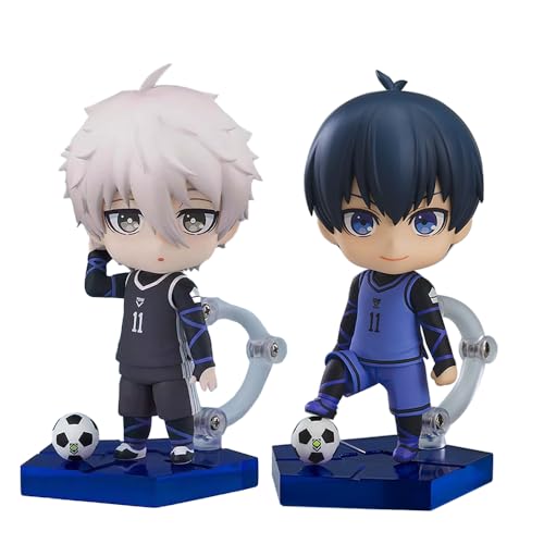 Gooyeh 2PCS Blue Lock Figur - Isagi Yoichi Statue Seishiro Nagi Figure Anime Cartoon Charakter Skulptur 10CM Decorations Tortendekorationen Collectibles von Gooyeh