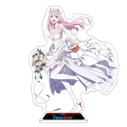 Gooyeh Darling in The Franxxx Acryl Figur Stand, Zero Two und Ichigo Anime Ornamente Haus Dekorationen, 16CM Doppelseitig Bedruckt Acryl Desktop Modell Stand,Anime Peripheren Sammlerstücke Geschenke von Gooyeh