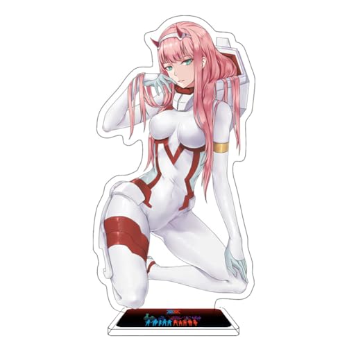 Gooyeh Darling in The Franxxx Acryl Figur Stand, Zero Two und Ichigo Anime Ornamente Haus Dekorationen, 16CM Doppelseitig Bedruckt Acryl Desktop Modell Stand,Anime Peripheren Sammlerstücke Geschenke von Gooyeh