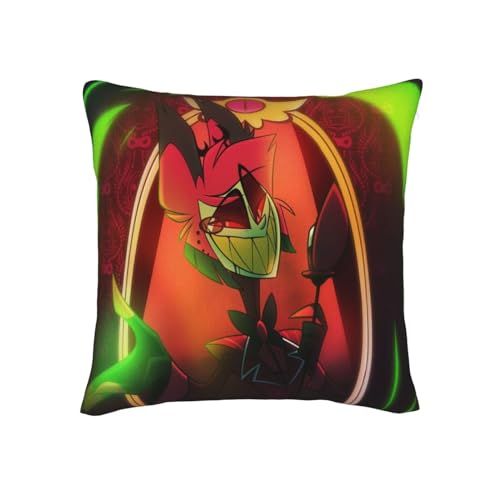 Gooyeh Hazbin Hotel Umarmung Kissen Kissenbezug Alastor/Angel Dust Anime-Charakter Druck Quadrat Pfirsich Haut Samt Sofa Kissenbezug 45 * 48cm (Produkt enthält Keine Kisseneinsätze) von Gooyeh