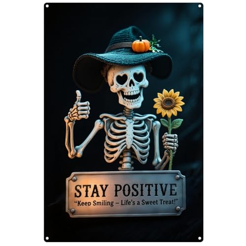 Gooyule Metall-Blechschild, Vintage-Schild mit Aufschrift "Stay Positive", Halloween-T Gooyule Metall-Blechschild, Vintage-Schild mit Aufschrift "Stay Positive", Halloween-T von Gooyule