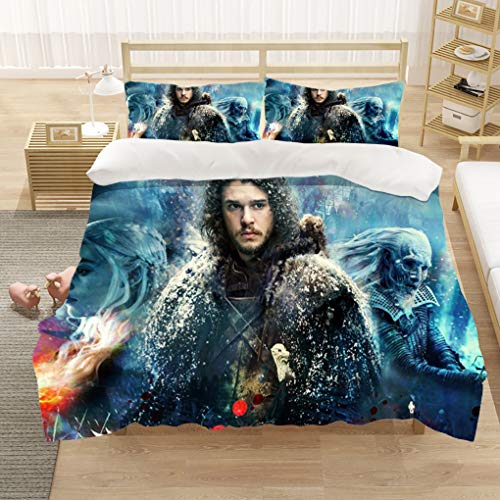 Goplnma-Game of Thrones Bettwäsche-Sets,Wolf Thema Serie Bettbezug,mit Kissenbezug, 3D-Digitaldruck,Mehrfarbig (135 × 200 cm, 16) von Goplnma