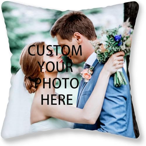 Goplnma Personalisierte Kissen mit Foto, Foto Kissen mit Bild, Kissenbezug mit eigenem Foto und Text, fotokissen mit eigenem Foto 40x40 kein Füllstoff (40 x 40 cm,1) von Goplnma