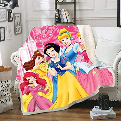Goplnma - Princess Decke, Cinderella Und Belle Kuscheldecke, Rapunzel Fleece Decke, Ariel Und Jasmin, Übergroße Blanket (150 * 200,1) von Goplnma