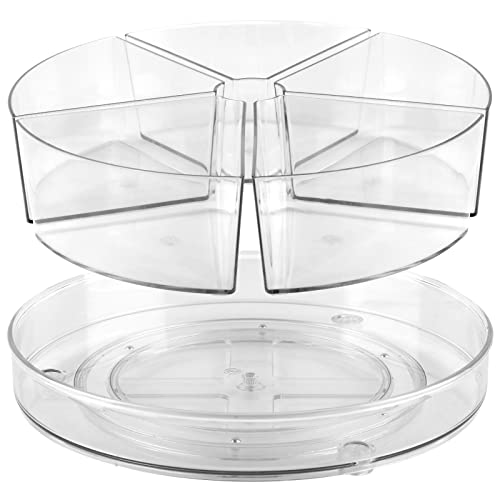 Goramio 26.9 cm Lazy Susan Organizer mit 5 herausnehmbaren Behältern, transparenter Kunststoffunterteilung, Crazy Susan Lazy Susan Drehteller, Speisekammer, Organisation und Aufbewahrung von Goramio