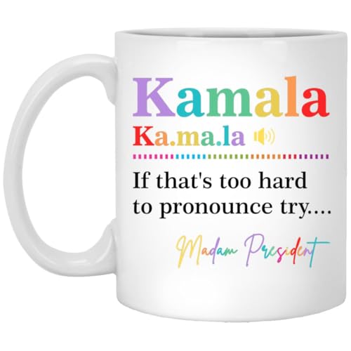 GordonDesign Kamala Harris 2024 Tasse – 325 ml weiße Keramiktasse mit Cartoon-Druck, politische Tasse, mikrowellengeeignet, als Geschenk von GordonDesign