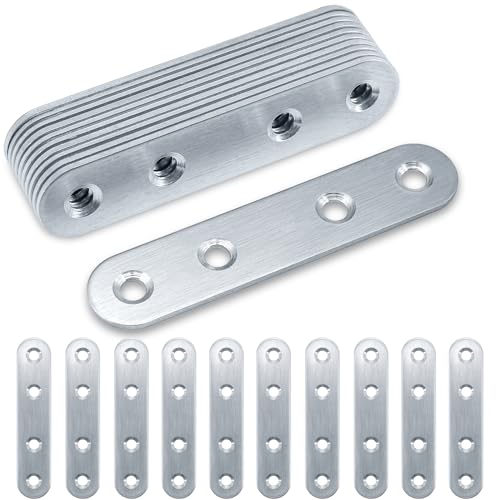 Flachverbinder, Gorffy 20 Stück 80 × 17 × 1.75mm Flachverbinder Edelstahl, Holzverbinder Lochplatte Metall, Flachwinkel für Verbinder, Edelstahl Silber Verbindungsplatte, Flacheisen Gelocht von Gorffy