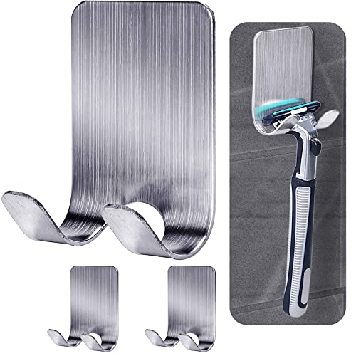 Gorffy Rasierhalter Dusche, 3 Stück Rasierer Halterung Dusche Edelstahl, Wasserdichte Halter für Rasierer Selbstklebend, Badezimmer Rasierer Halter, Rasierhalter Dusche Ohne Bohren (3 Stück, Silber) von Gorffy