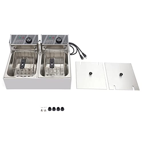 12 Liter Edelstahl-Fritteuse, Edelstahl Doppel 2 x 6 L Kaltzonen-Fritteuse, elektrische Kaltzonen-Fritteuse 12 Liter Edelstahl-Fritteuse, Edelstahl Doppel 2 x 6 L Kaltzonen-Fritteuse, elektrische Kaltzonen-Fritteuse von Gorgivous