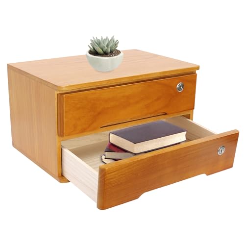 2 Schicht Desktop Storage Box, Desktop Storage Box mit abschließbarer Schublade, Bürobedarf Schublade Veranstalter für Büro Studie Dresser File Organizer, Flachablage Schrank - Holz gelb 2 Schicht Desktop Storage Box, Desktop Storage Box mit abschließbarer Schublade, Bürobedarf Schublade Veranstalter für Büro Studie Dresser File Organizer, Flachablage Schrank - Holz gelb von Gorgivous