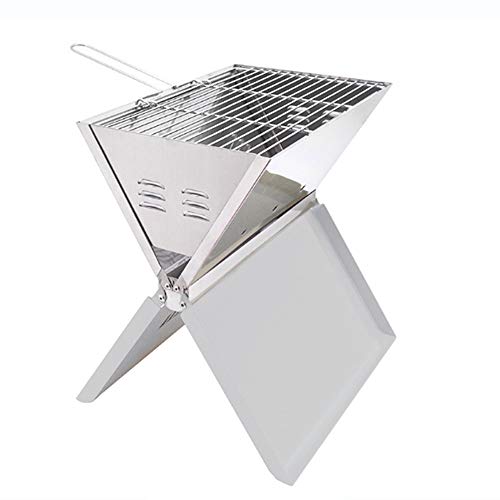 Faltbarer Notebook BBQ Grill Campinggrill Holzkohle Edelstahl Notebook-Holzkohlegrill Tragbarer Holzkohlegrill Faltbarer Grill für Outdoor-Grillen Camping Tailgating Reisen von Gorgivous