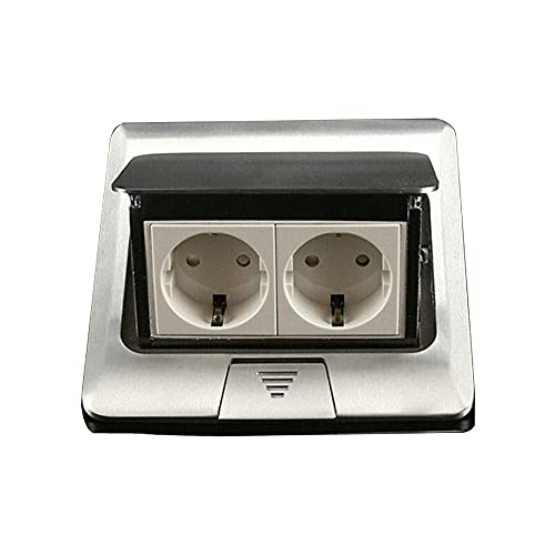 Gorgivous Bodensteckdose mit 2 Fächern, Bodensteckdose, Küchenarbeitsplatte, Einbausteckdose Steckdose wasserdichte Steckdosen für Home Office Desktop und Boden von Gorgivous