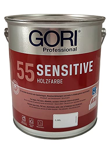Gori 55 Sensitive Holzfarbe RAL-Farben (5,00Liter, Grauweiss (ca RAL 9002)) von Gori