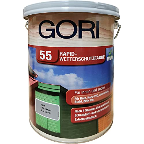 Gori 55 Wetterschutzfarbe "Der Allrounder" 5 Liter Lichtgrau 2052 von Gori
