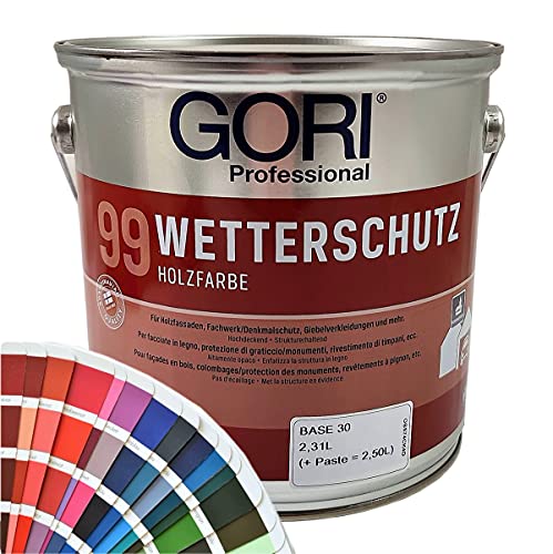 Gori 99 Wetterschutz Holzfarbe Sonderfarbtöne (2,50Liter, RAL1013 Perlweiss) von Gori