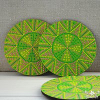 Runde Holz Untersetzer Mandala Bemalten Teppich Für Becher Handgefertigt 4Er Set Runde Holz Untersetzer Mandala Bemalten Teppich Für Becher Handgefertigt 4Er Set von Goricvet