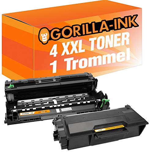 Gorilla-Ink 1 Trommel & 4 Toner für Brother DR-3400 TN-3480 L5500DN L6600DW L5000D L5100DN L5100DNT L5100DNTT L5200DW L6250DN L6300DW L6400DW L6400DWTT L5700DN L5750DW L6800DW L6800DWT L6900DW von Gorilla-Ink