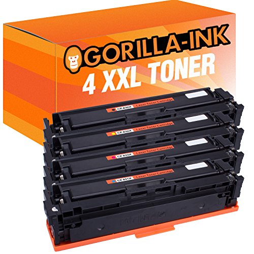 Gorilla-Ink 4X Toner-Kartusche XXL kompatibel mit HP CF400X CF401X CF402X CF403X | Für HP Color Laserjet Pro M252 DW M252 N M274 DN M274 N M277 DW M277 N von Gorilla-Ink