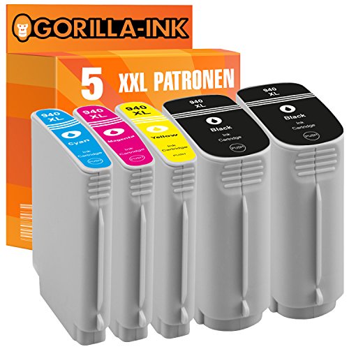 Gorilla-Ink 5 Patronen XXL kompatibel mit HP 940 XL | Für HP OfficeJet Pro 8000 Enterprise Wireless 8500 A Plus A Premium Premier Wireless von Gorilla-Ink