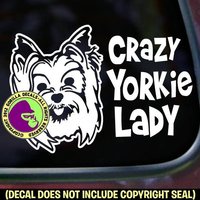 Crazy Yorkie Lady Hund Yorkshire Terrier Rasse Auto Fenster Schild Vinyl Aufkleber von GorillaDecals
