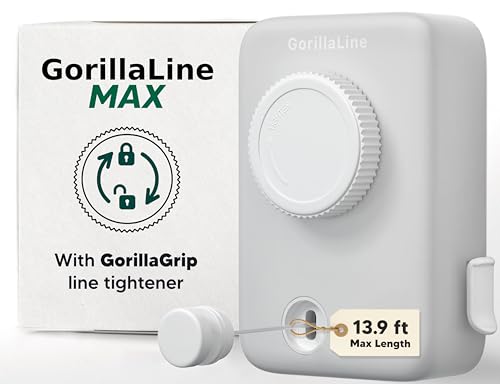 GorillaLine Max - Einziehbare Wäscheleine für drinnen und draußen, robuste Wäscheleine, wandmontiertes Trockengestell, lufttrocknende Kleidung – Maximal festziehen mit GorillaGrip von GorillaLine