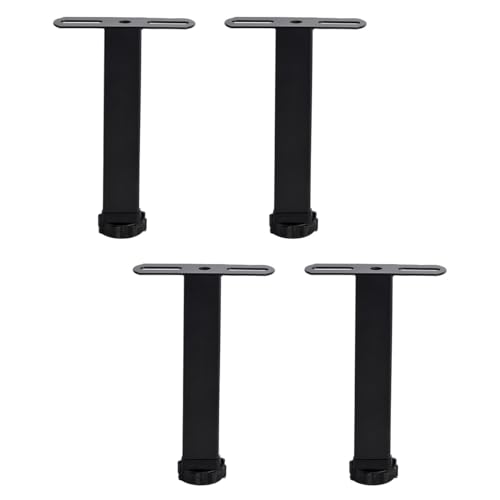 Gorise 4er Set Verstellbare Bettbeine Aus Metall, 25-27 Cm, Verschraubte Möbelbeine, Robuste Anti-Rutsch-Lamellenfüße, Geeignet Für Kleiderschränke, Sofas (Schwarz, 20 Cm) von Gorise