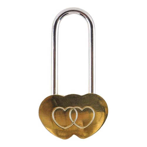 Gorise Herzschlösser, Graviertes Vorhängeschloss, Doppeltes Herzförmiges Schloss Für Verliebte, Hochzeit, Jahrestag, Bronze, 50 Mm von Gorise