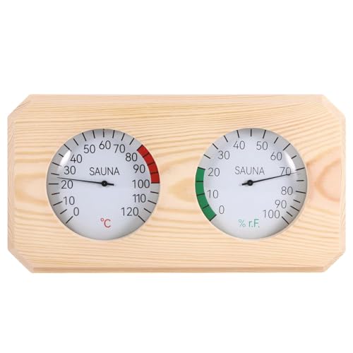 Gorise Saunathermometer 2-in-1, Holz-Thermo-Hygrometer, hohe Genauigkeit, Holz-Feuchtigkeitsmesser Fahrenheit Zubehör für Dampfbad Saunaraum Gorise Saunathermometer 2-in-1, Holz-Thermo-Hygrometer, hohe Genauigkeit, Holz-Feuchtigkeitsmesser Fahrenheit Zubehör für Dampfbad Saunaraum von Gorise