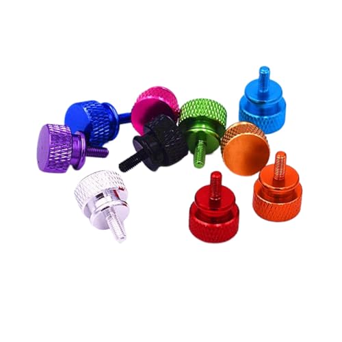 M3xL7 Aluminiumlegierung Farbe Handschraube Rändelschraube Computergehäuse Glas Seitenabdeckung feste DIY Schrauben, Schwarz, M3 x 7mm-10 Stk von GorkeM