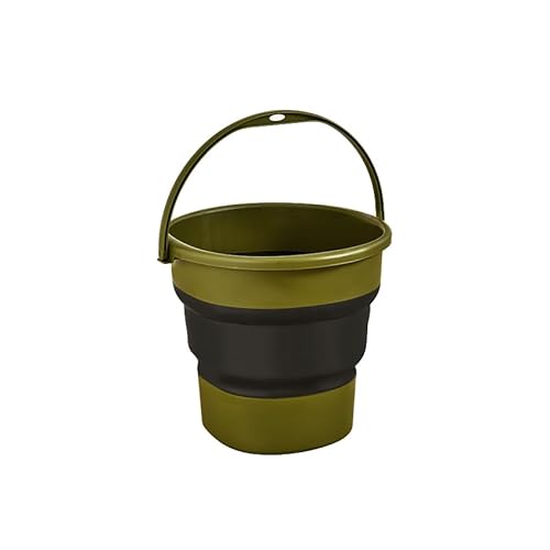 Faltbare Eimer 4L/7L/13L mit Henkel Putzeimer Faltbar für Camping, Angeln, Putzen, Autowäsche Weich großes Fassungsvermögen leicht stilvoll (Olivgrün, 13L) von Gorocking