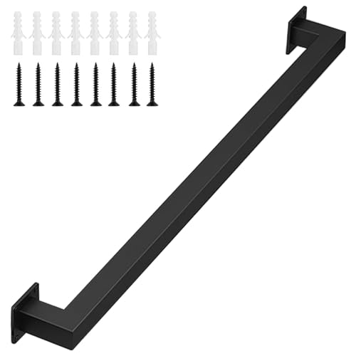Gorssen 30cm Handlauf für Treppen Innen Aussen Haltegriffe Rohrförmiges Handfußgeländer Sicherheitsgeländer Türgriff Treppengeländer Halter mit Halterungen - Komplettset - Schwarz von Gorssen