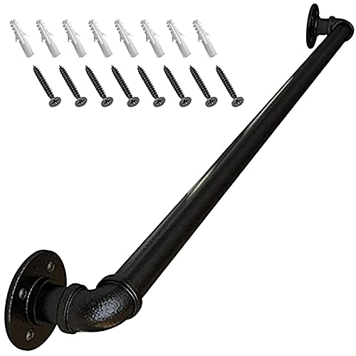 Gorssen Handlauf,schwarz Vintage Schmiedeeisen Treppengeländer for den Innen Außen, Wandhandlauf Wohnung Draußen Handläufe Treppen Handlauf Geländer Bausatz Balkon Brüstung Stange,120cm von Gorssen