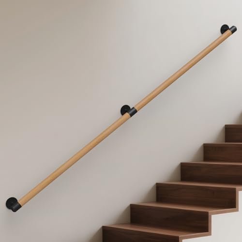 Gorssen Handlauf Holz,Buche Holz Handlauf Innen Treppengeländer Geländer Treppe Wandhandlauf Wand Treppe seitliche Montage Handläufe Auswahl Länge 30-600 cm (Beech, 30cm) von Gorssen