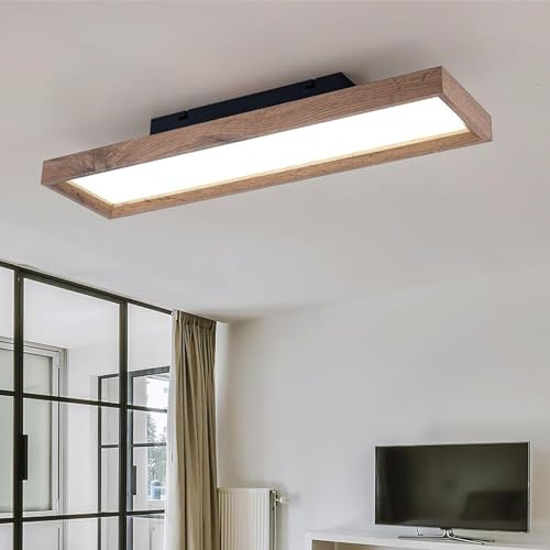 Gorssen LED Deckenleuchte Holz,30W Modern LED Deckenlampe 3000K Warmes Licht Deckenlampe für Schlafzimmer Esszimmer Arbeitszimmer für Schlafzimmer Wohnzimmer Flur Büro Arbeitszimmer von Gorssen