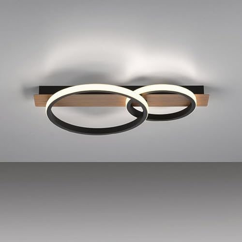 Gorssen LED Deckenleuchte Schwarz,30W Modern LED Deckenlampe Dimmbar mit Fernbedienung Wohnzimmerlampe Deckenlampe mit 3 Aluminium Ringe Design für Schlafzimmer Esszimmer Arbeitszimmer von Gorssen