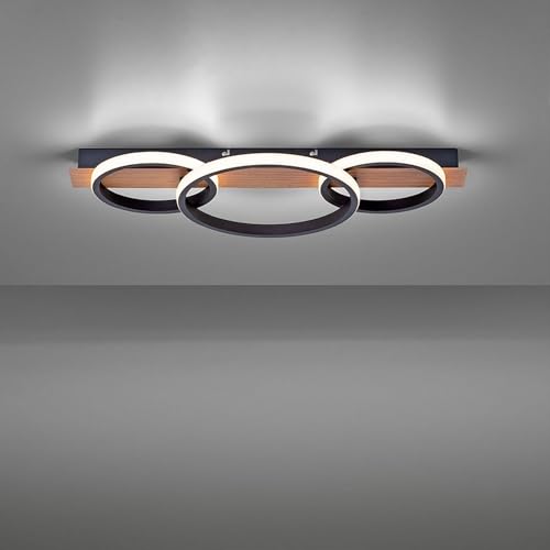 Gorssen LED Deckenleuchte Schwarz,36W Modern LED Deckenlampe Dimmbar mit Fernbedienung Wohnzimmerlampe Deckenlampe mit 3 Aluminium Ringe Küchenlampe Design Schlafzimmerlampe von Gorssen