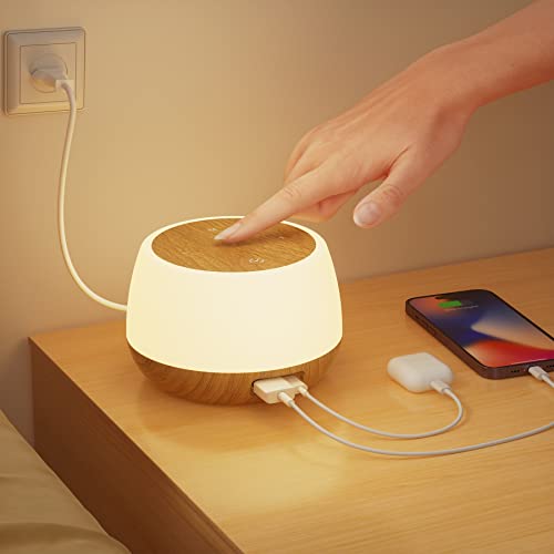 Görvitor Nachttischlampe Touch Dimmbar mit 20W Ladefunktion, Tischlampe Dimmbar mit 9 Farben und 3 Modi, Nachtlicht Baby Stilllicht mit Timing Funktion für Schlafzimmer Wohnzimmer Kinderzimmer von Görvitor