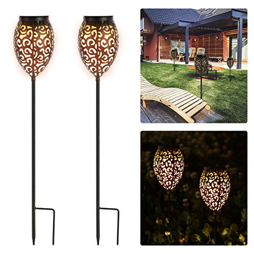 Görvitor Solarleuchten Garten, LED Warmlicht Solarlampen für Außen Garten, 69CM Gartenleuchten IP65 Wasserdicht, Solarleuchten für außen Vintage Deko Terrasse Rasen Wegeleuchten (Metall) von Görvitor
