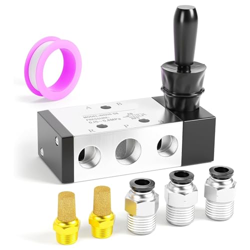 Gosera 1/4 NPT 5-Wege-3-Positionen-Lufthandhebelventil, Pneumatisches Magnetventil, Manuelle Steuerung, Push-Pull 4H210-08 von Gosera