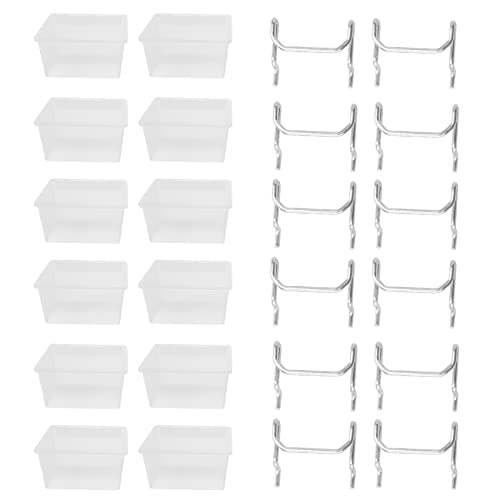 Gosera 12 StüCke Stecktafel Kunststoff BehäLter Set - Stecktafel BehäLter mit Haken - Stecktafel ZubehöR Werkbank BehäLter Passt auf Stecktafel von Gosera