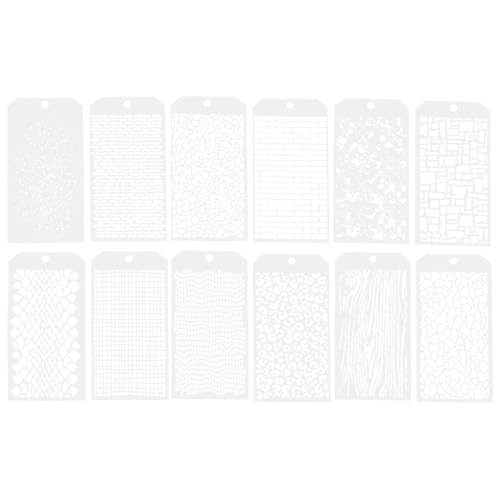 Gosera 12-Teilige Schablonen für Basteln, Brick-Dot-Schichtschablonen, Mixed-Media-Kunst-Texturschablonen für Malen auf Kartenherstellung von Gosera