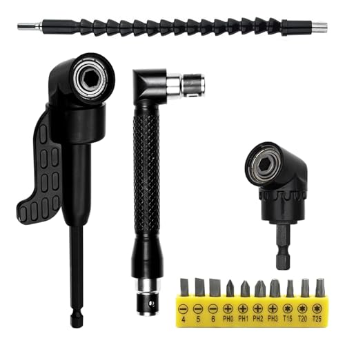 Gosera 14-Teiliges Winkelschraubendreher-Set, 105°-Winkelaufsatz für Akkuschrauber, Winkelschraubendreher, Bohrerverlängerung, Einfache Installation von Gosera